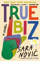 True Biz by Sara Novic - Graphic shows a colorful hand making the "L" shape in ASL.